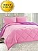 Celine Linen Luxury All Season Light Weight Down Alternative Reversible 3-Piece Comforter Set - HypoAllergenic, Diamond Stitched, Full/Queen, Pink/Purple
