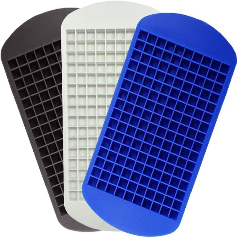 Aufell 3Pcs Mini ice Cube Trays 160 Grids Ice Cube Mold Square Shape Silicone ice Cubes Kitchen Mini Bar Pudding Mould Small Ice Cube Making Tool White|Blue|Black — image 1