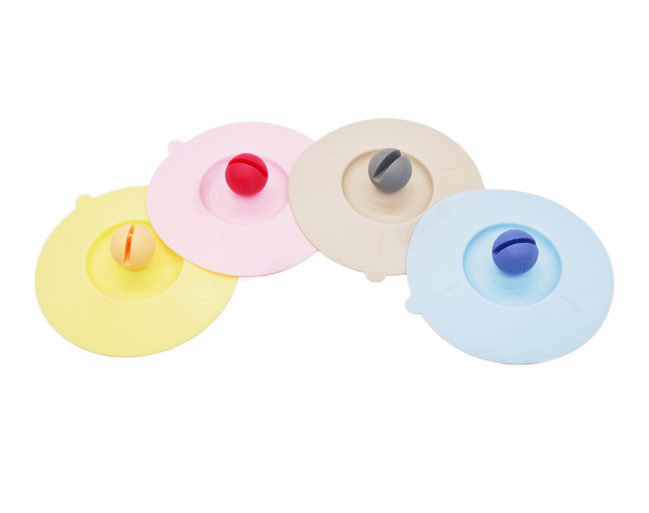 NanTun Silicone Cup Lids Reusable Anti-dust Cup Cover Silicone Drink Cup Lids for Coffee Cup Beer Mug Wine Glass - Pink/Light Blue/Yellow/Light Grey 4Pcs
