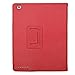 Bear Motion (TM) 100% Genuine Leather Case for iPad2 / iPad 3 (the new iPad) / iPad 4 with built-in Stand - Support auto sleep/awake function (Red)