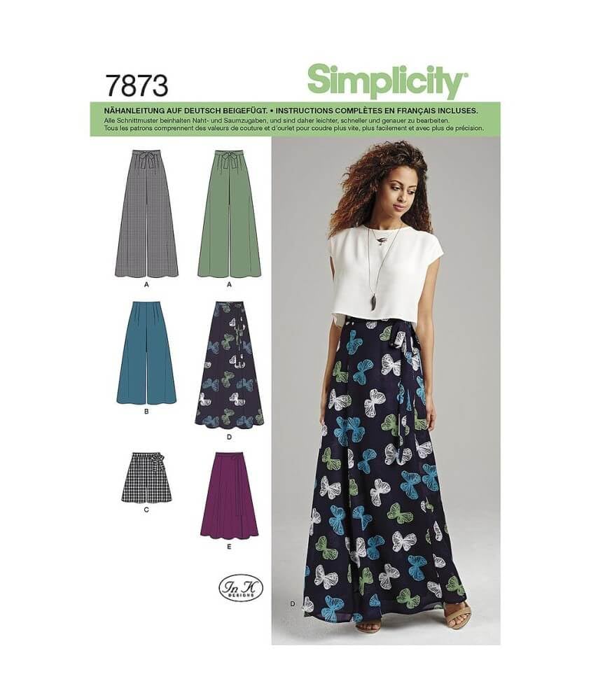 Simplicity Sewing Pattern 1069: Misses' Wide Leg Pants or Shorts & Skirts in 2 Lengths, Size: D5 (4-6-8-10-12), Paper, White