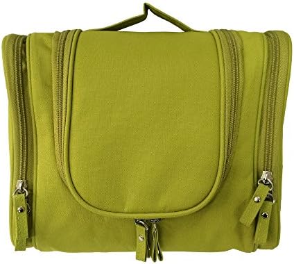 Hanging Travel Toiletry Bag or Bathroom Bag for Women Makeup or Men Shaving Kit with Hanging Hook Color Green