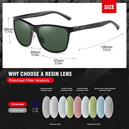 DUCO Polarisierte Herren Sonnenbrille Retro Rechteckiger Rahmen für Unisex Vintage Brille mit UV400 Schutz Sportbrille Metallrahmen 8200 – Bild 3