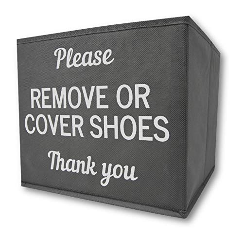 RE Goods Shoe Cover Box | Disposable Shoe Bootie Holder For Realtor Listings and Open Houses | Please Cover or Remove Shoes Bin | Shoe Bootie Box (Grey)