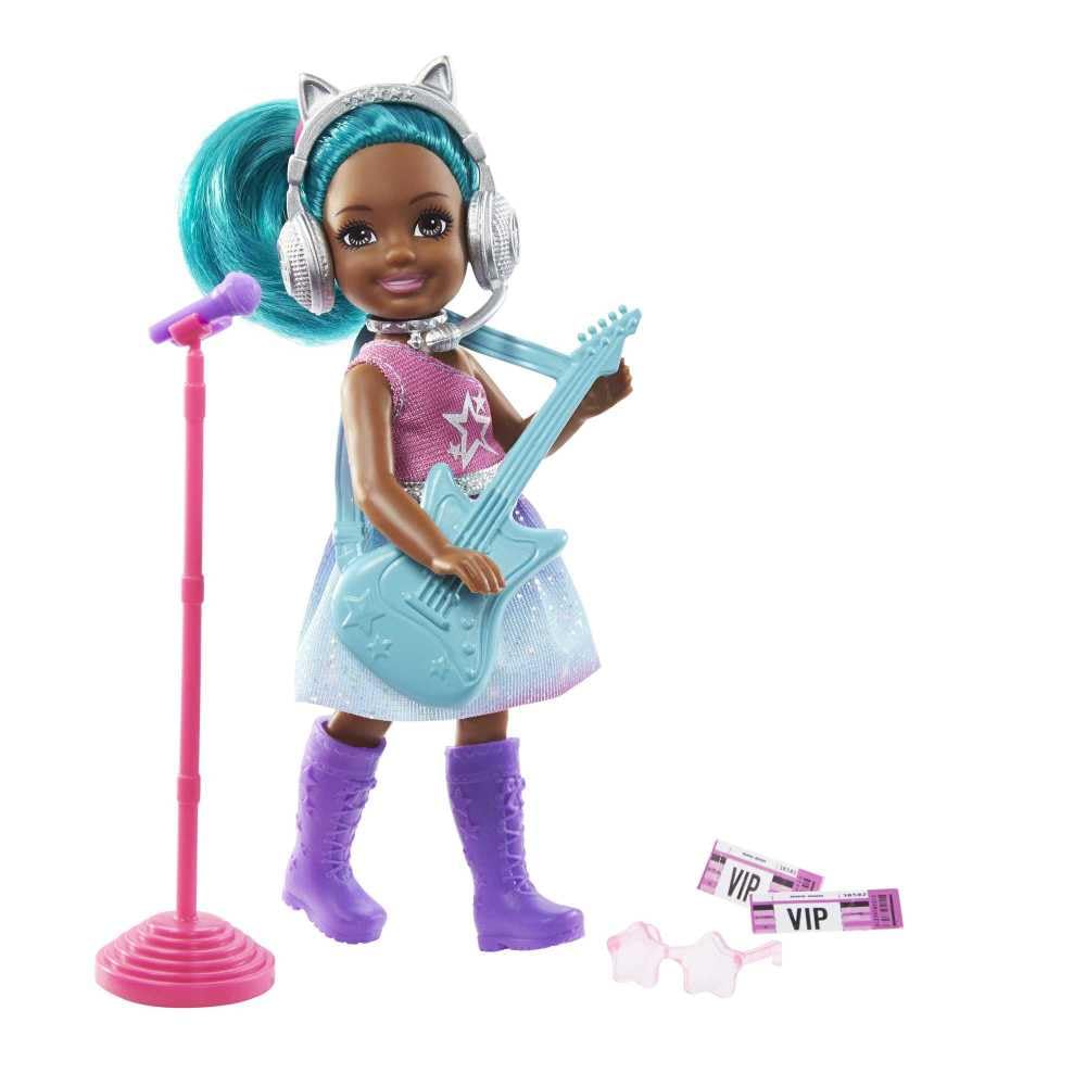 ​Barbie Chelsea Can Be Playset with Brunette Chelsea Rockstar Doll (6-in/15.24-cm), Guitar, Microphone, Headphones, 2 VIP Tickets, Star-shaped Glasses, Great Gift for Ages 3 Years Old and Up ​