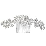BriLove Women's Bohemian Boho Crystal Cluster Flower Vine Leaf Wedding Bride Bling Hair Comb