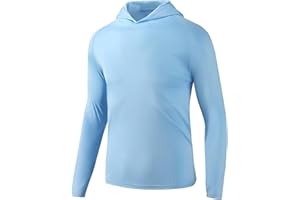 STICKON Men's UPF 50+ Sun Shirt Hoodie Long Sleeve Plain Rash Guard Shirts Quick Dry Lightweight Protection UV Shirts