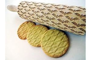 Embossing Rolling Pin BAT. Laser Engraved Dough Roller for Embossing Homemade Halloween Cookies by Algis Crafts