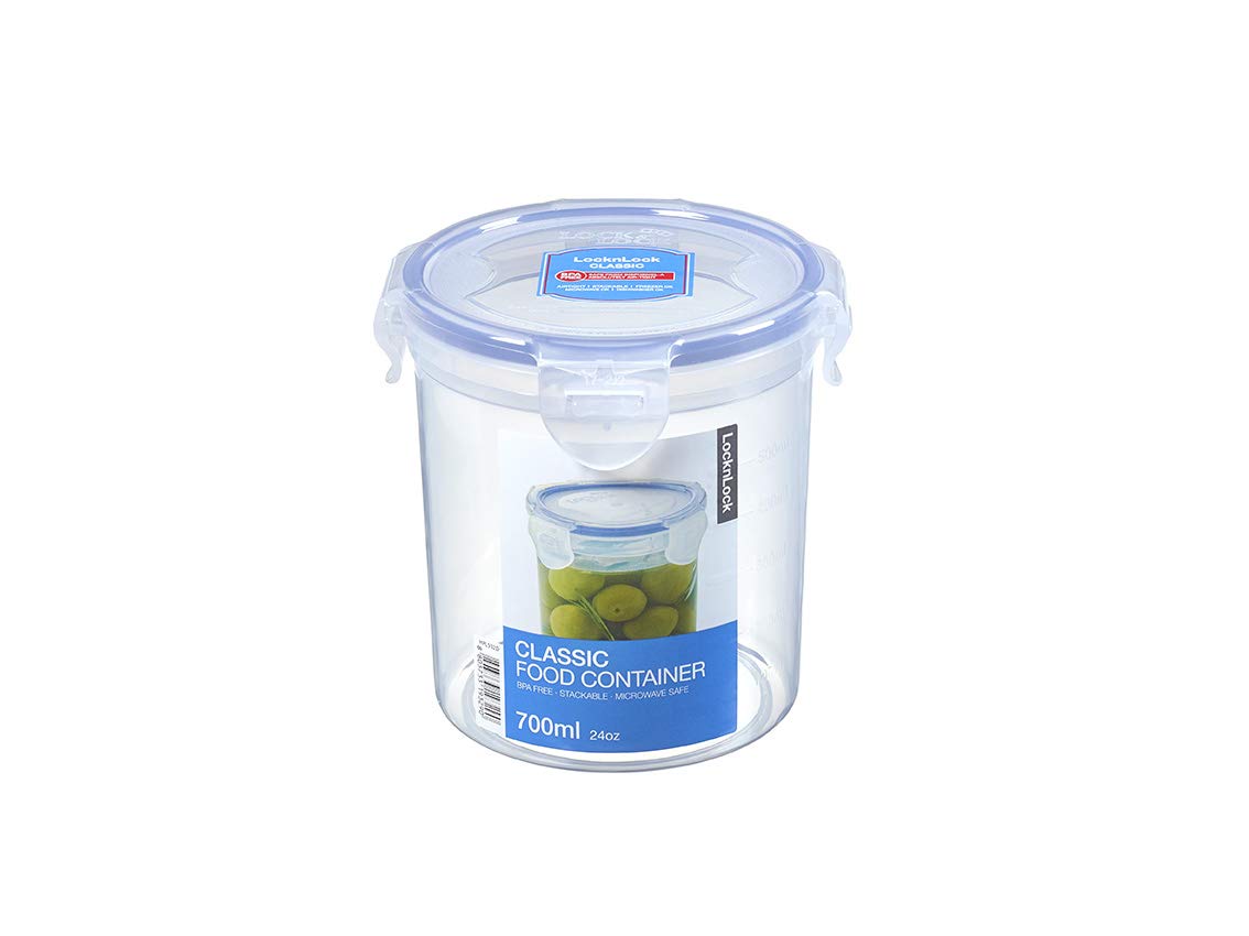 Lock & Lock HPL932D Round Storage Container - Clear/Blue, 700ml