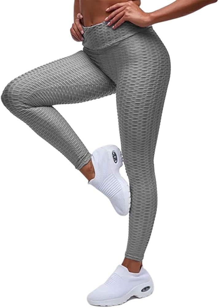 EXGOX High Waisted Yoga Pants Butt Lift Tummy Control Workout Stretch Running Yoga Leggings Sports Tights for Women Black: Clothing