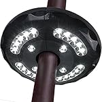 Amir Patio Umbrella Light, Cordless 24 LED Night Lights, 12,000 lux Umbrella LED Light, Battery Operated Umbrella Pole Light for Umbrellas, Camping Tents or Outdoor Use (Black)