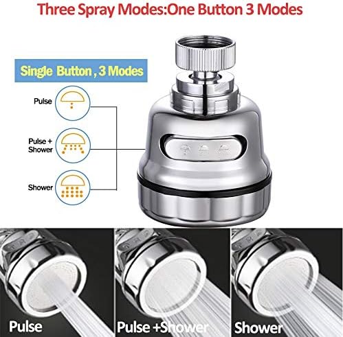 Kitchen Tap Spray Head,Tap Aerator 360 Swivel for 21.5mm and 24mm Faucet: Faucet Sprayer Attachment Avoids Water Splash with 3 Modes Adjustment - Image 3