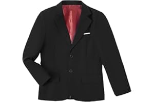 HUEZOE Boys Formal Suit Blazer Two-Button Jacket Coat for Kids School
