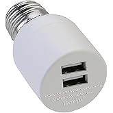 Borju Light Socket USB Power Adapter for Decorative Lights,Lighting,Surveillance Cameras,Mini Fan. Output DC 5V/2.4A Total,Du