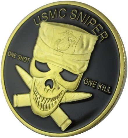 USMC Sniper "one shot one kill" 24KT GP Challenge Coin 1003#