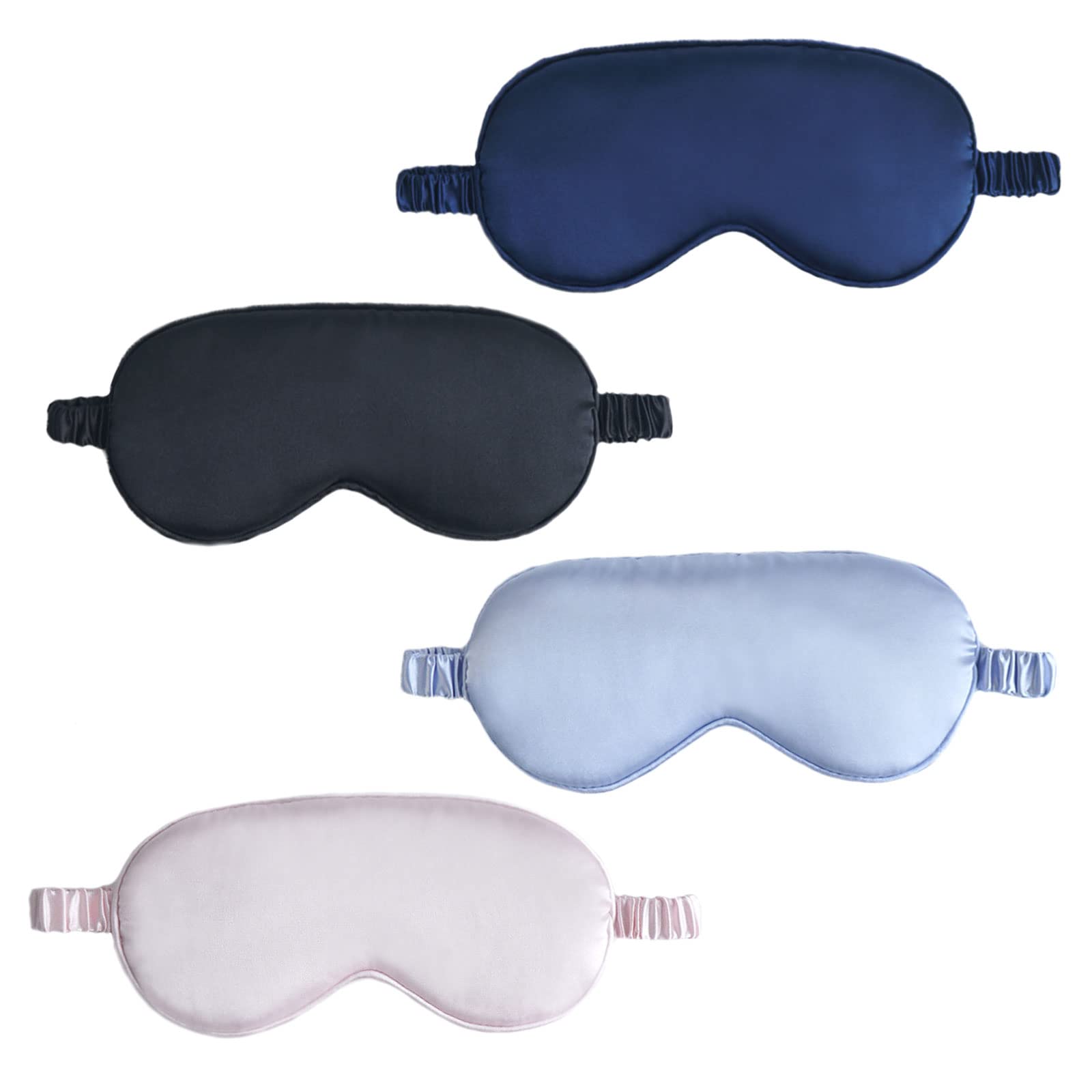 VIKSAUN 4 Pack Sleep Mask, Silk Eye Mask, Super Soft Eye Masks with Adjustable Strap, Lightweight Comfortable Blindfold, Perfect Blocks Light for Night, Travel, Nap, Meditation (4 Pack)