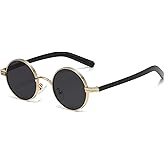 LJCZKA Retro Round Sunglasses for Men Women Vintage Small Circular Shades Metal Frame with UV400 Protection