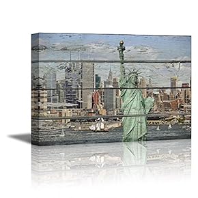 The Statue of Liberty and New York Harbour...