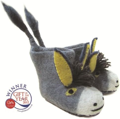 Sew Heart Felt Handmade Slippers - DARCI DONKEY (UK 1 / EU 20 / Age 0-1)