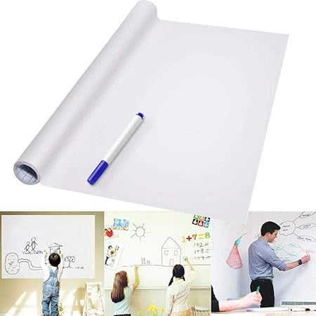 Amazon ホワイトボード シート 45 0cm 壁に貼ってはがせる 黒板シート 防水 取り付け簡単 書きやすくて消しやすい ご随意に裁断 壁紙 学習塾 オフィス 会議室 学校 メモ 落書き 掲示板 メニューボードなどに ホワイトボード 文房具 オフィス用品