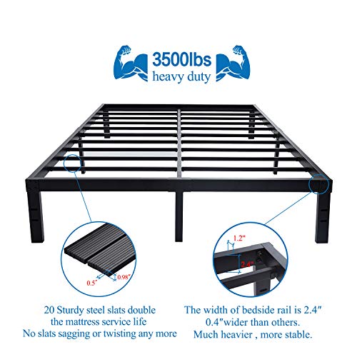 HOMUS 14 Inches Steel Slat Platform Bed Frame/Heavy Duty and Easy Assembly Mattress Foundation/Noise-Free Box Spring Replacement (Full, 6000H Reinforced Bed Frame)