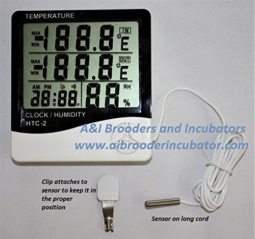 A&I Brooders and Incubators Digital Egg Incubator Thermometer Hygrometer Celsius/Fahrenheit with Sensor