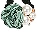 Canserin Pearls Beads Rose Flower Hair Band Rope Scrunchie Ponytail Holder (Green)