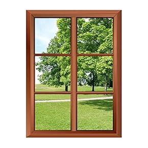 Removable Wall Sticker/Wall Mural - Park with Green Trees and Grassland - Creative Window View Vinyl Sticker - 24"x32"