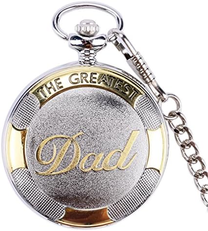 Mens Pocket Watch Full Hunter Golden Dad Quartz Analog Rome Numeral Dial Retro Fob Watch with Hook Chain, Gift for Father Day