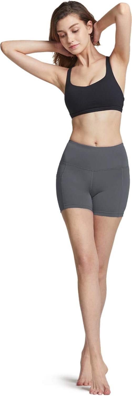 ATHLIO 1, 2 or 3 Pack Women's High Waist Tummy Control Yoga Shorts, Workout Exercise Shorts, Running Shorts w Pocket: Clothing