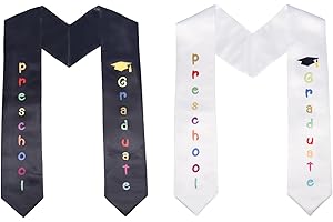SHOULDIN 2-Pack Unisex Kids Graduation Stole Sash Preschool Kindergarten Printed 50'' Long