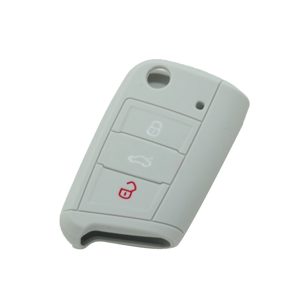BROVACS Silicone Cover Protector Case Holder Skin Jacket Compatible with VOLKSWAGEN 3 Button Flip Remote Key Fob CV9803 Grey