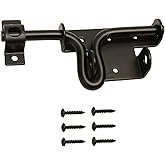 LAJIAOZ Black Heavy Duty Slide Bolt Gate Latch with Padlock Hole - Solid Hardware Thickened Metal Sliding Bolt Door Locks Gat