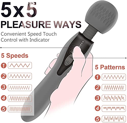 Masseur Electrique Portable, Seekiblizz Masseur Grande sans Fil Vibration à Double Tête avec 5 Modes 5 Vitesses Intense USB Rechargeable pour le Soulagement des Epaules du Cou