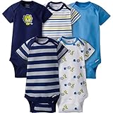 Gerber Baby Boys' 5 Pack Onesies, Safari, Newborn