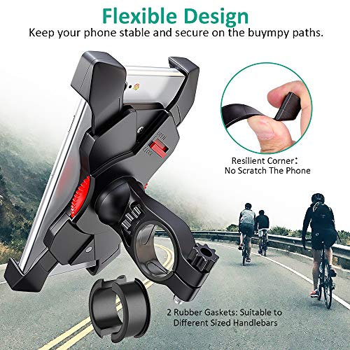 Bovon Bike Phone Mount, Universal Adjustable Bicycle Motorcycle Phone Holder Cradle Clamp for iPhone X/XR/XS MAX/8/7/6 Plus, Samsung Galaxy S10/S10e/S9/S8 Plus and Most 3.5"-6.5" Smart Phones