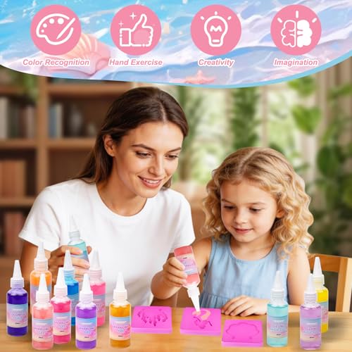Mermaid Magic Water Elf, DIY 3D Magic Water Gel Toy, 20 Magic Gel and 16 Shapes, Magic Water Elf for Children 4 5 6+, Birthday, Christmas, Easter, Gift for Boys Girls