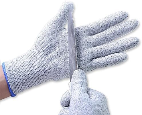Maxfresh Gloves Kitchen &amp; Yard-work Glove Cut Resistant Hand Protection Food Grade Level 5 for Men Women ,1 Pair(Medium,Blue)