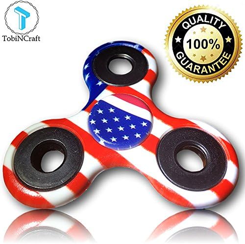 American Flag Fidget Spinner - Patriotic Colors - High Speed - High Resistance And Balance - Perfect For Kids And Adults - Great for Anxiety And Stress Reducer By TobiNCraft