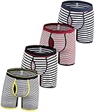 Best Companions Men's boxer briefs underwear Stripe 100 Cotton Packs Mens Underpants