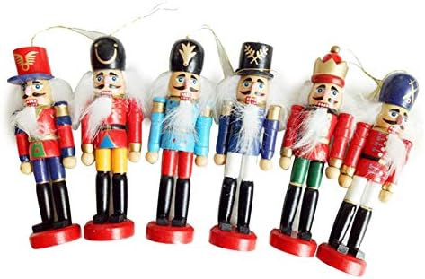 6-Piece Nutcracker Soldier, Christmas Soldier Puppet Decorations,Wooden Soldier Puppet/Swordsman 12CM Tin Toy/Gift Decorative Pendant