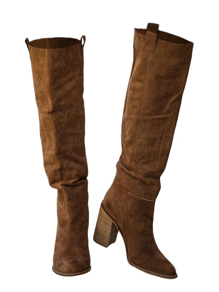 LAICIGO Women’s Fashion Over The Knee Chunky High Heel Thigh High Boots