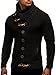 Leif Nelson Men's Knitted Turtleneck Jacket - Winter Cardigan Sweaters for Men Black