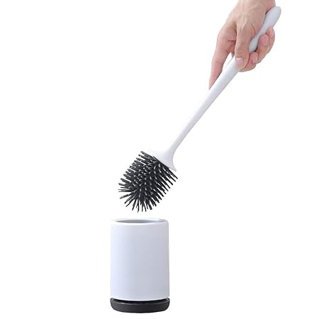 Viewnub WC-Bürste mit Halter, weiche TPR-Borsten, Weiß