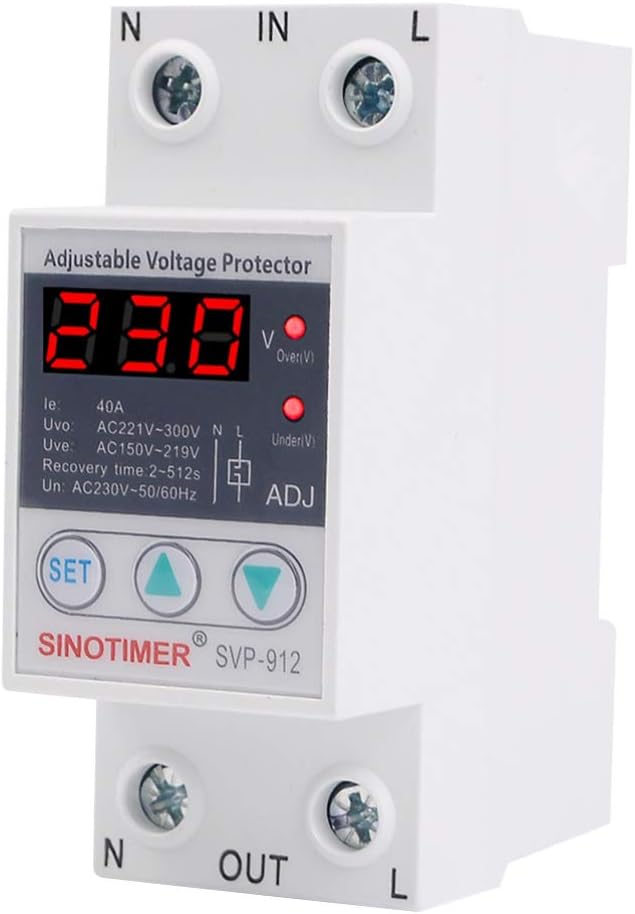 IMIKEYA Over Voltage Protector 220V Intelligent Adjustable Over and Under Voltage Limit Current Protector Relay Reset Protector 80A