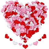 Tatuo 600 Pieces Valentine Confetti Fabric Heart Confetti Sponge Table Scatter for Wedding Valentine's Day Favors, 3 Colors in 2 Sizes