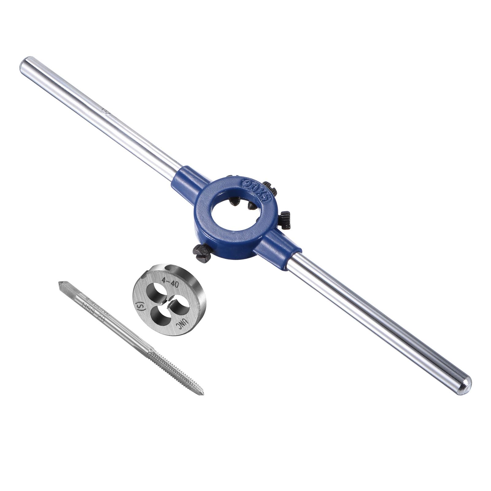 CoCud Tap and Die Stock Handle Set, 4-40 UNC Die & Fit 11mm-20mm OD / M3-M4 Die, High Speed Steel Thread Tapping and Wrench Tool Kit - (Applications: for Threading Repairing)