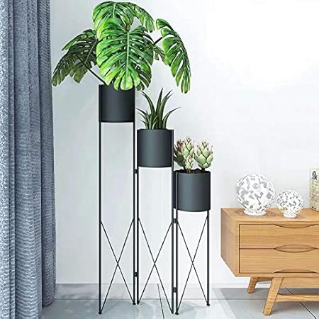 Weston Crafts Metal Plant Stand Shelf Foldable Plant Stand 3 Tier Flower Pot Holder Plant Display Rack for Indoor Outdoor Potted Plant