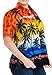 LA LEELA Hawaiian Shirt Blouses Button Up Women Beach Wear Short Sleeves Swimsuit Red