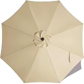 ABCCANOPY 9ft Outdoor Umbrella Replacement Top Suit 8 Ribs (Beige) | 1 Year No Fading,Blocks 95% Harmful Rays,Double-Stitch Seams, Easy Install &amp; Storage,Canopy Only,Ideal for Patio, Garden